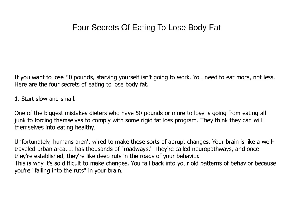 four secrets of eating to lose body fat