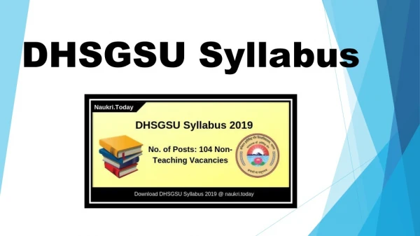 DHSGSU Syllabus 2019 Download For Non-Teaching | DHSGSU Exam