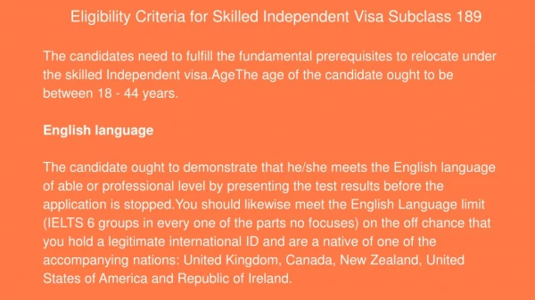 Skilled Independent Visa Subclass 189 | Visa Subclass 189