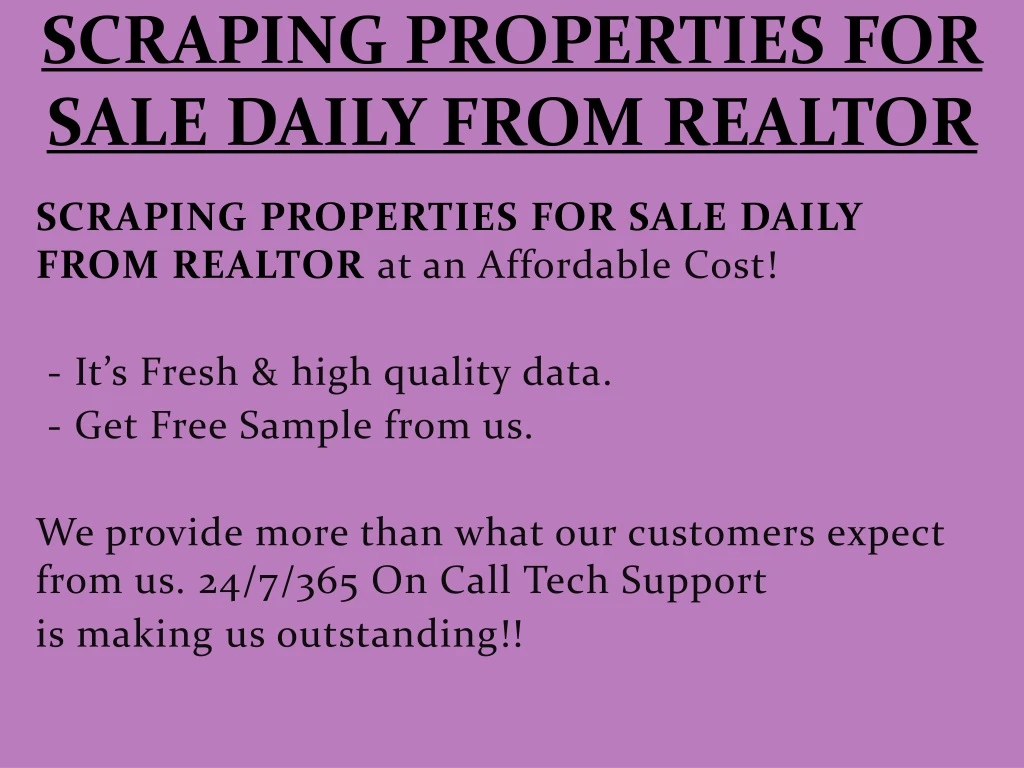 scraping properties for sale daily from realtor