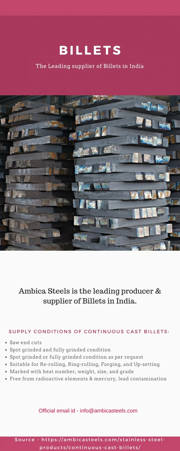 Ambica Steels : The Leading Stainless Steel Billets Producer in India