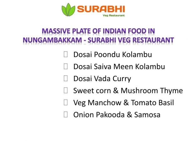 Massive Plate Of Indian Food In Nungambakkam - Surabhi Veg Restaurant