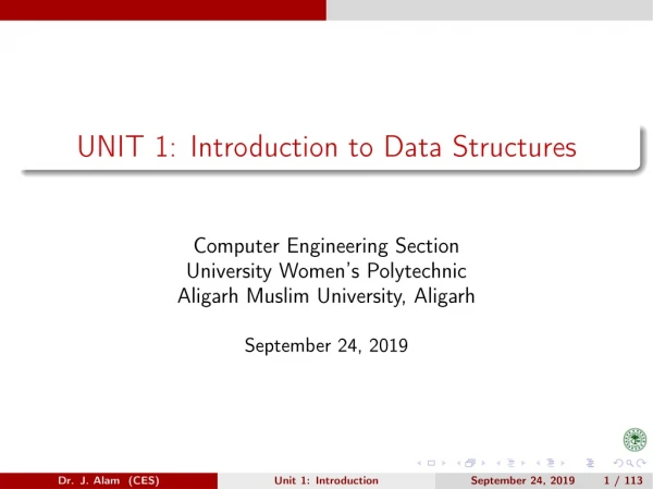 Dr. Jahangir UWP Data Structures Notes Unit-1