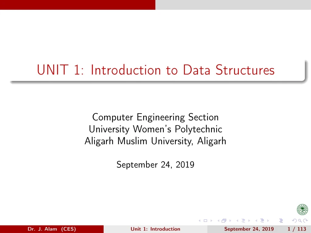 unit 1 introduction to data structures