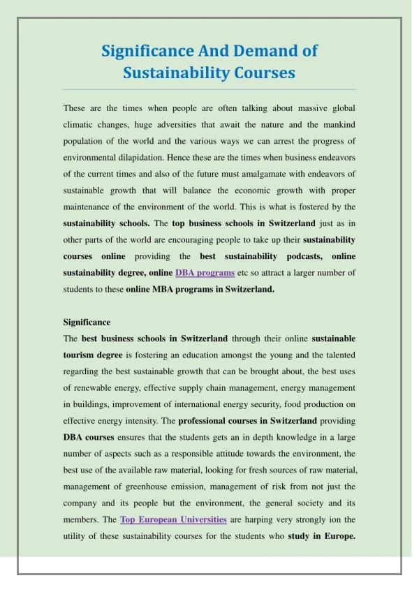 Significance And Demand of Sustainability Courses - PDF