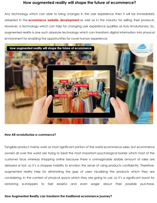 How augmented reality will shape the future of ecommerce? - slide 1