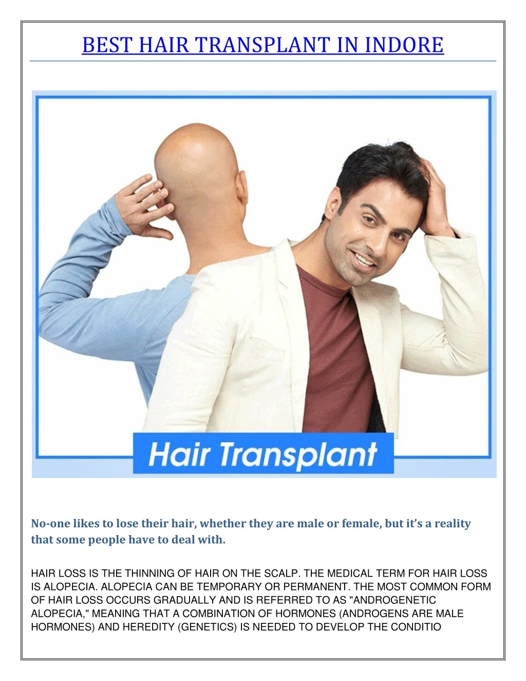 best hair transplant in indore