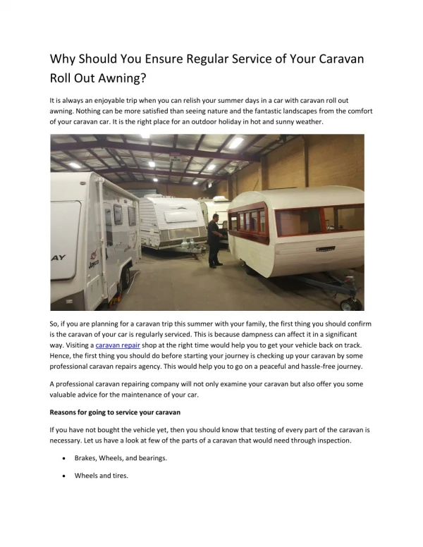 Why Should You Ensure Regular Service of Your Caravan Roll Out Awning