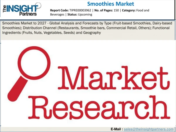 Smoothies Market Upcoming Future Growth and Opportunities with Top Key Players, Demand Up to 2027