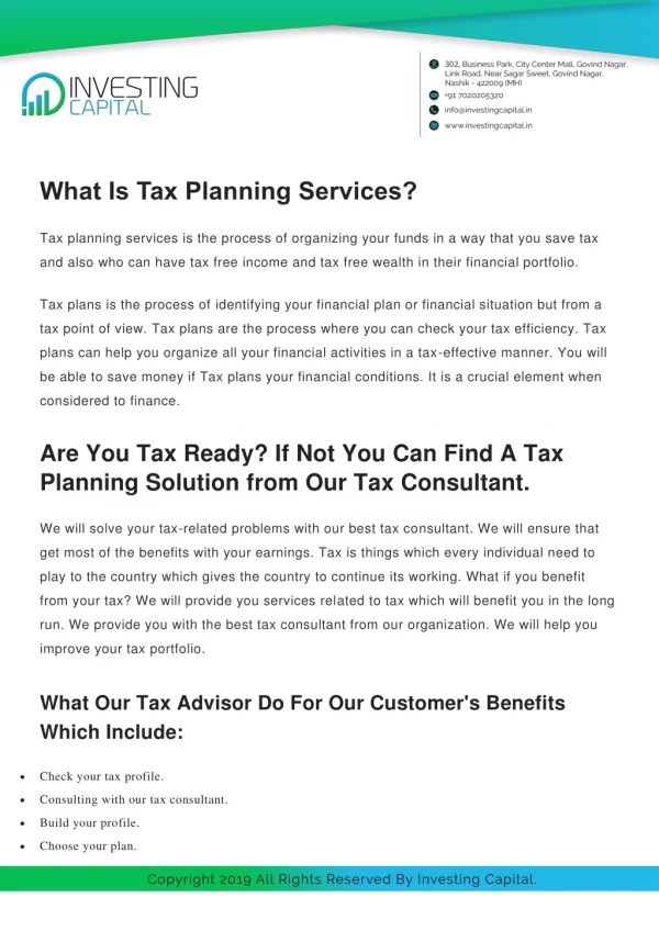 What Is Tax Planning Services?