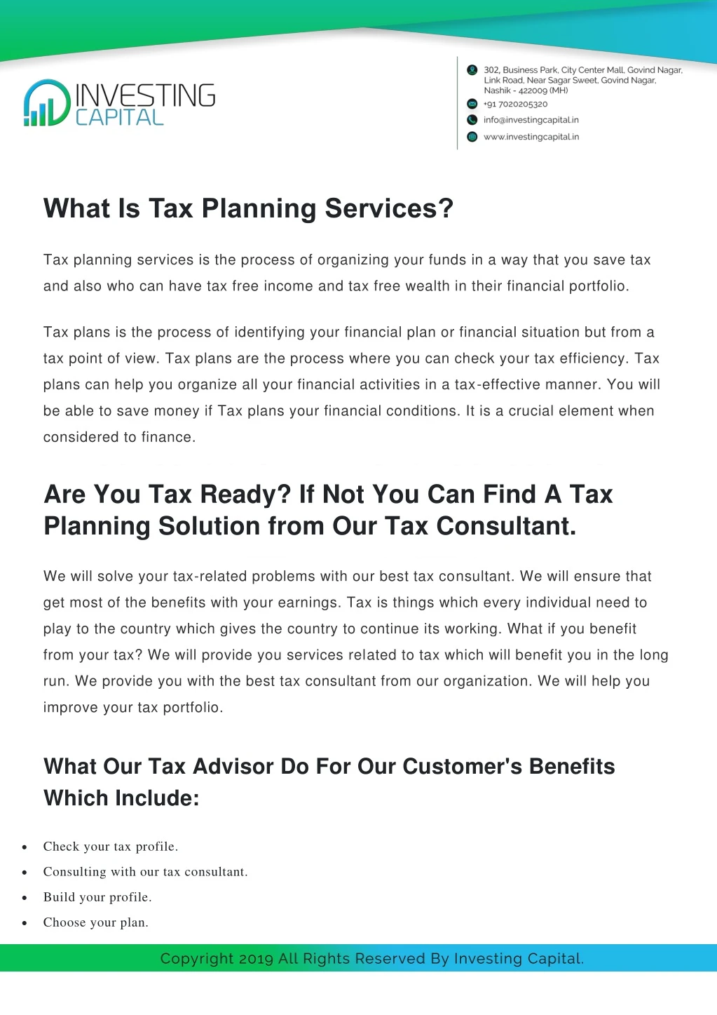 what is tax planning services