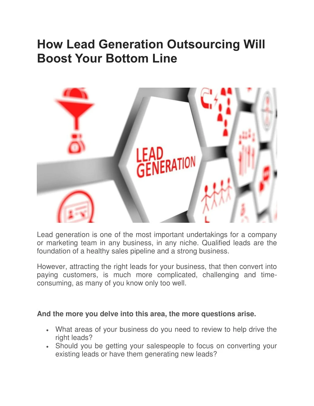 how lead generation outsourcing will boost your