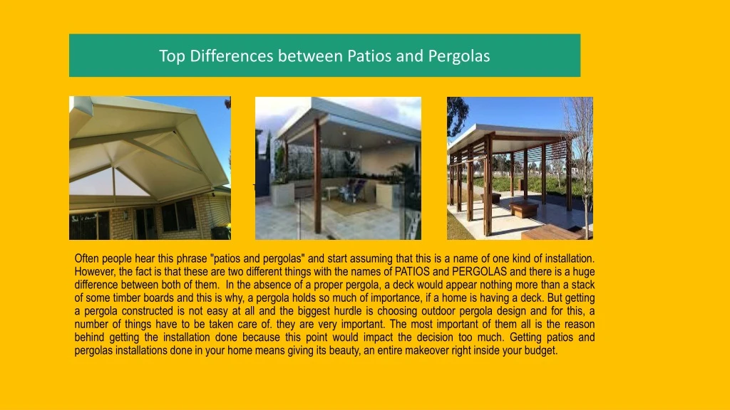 top differences between patios and pergolas