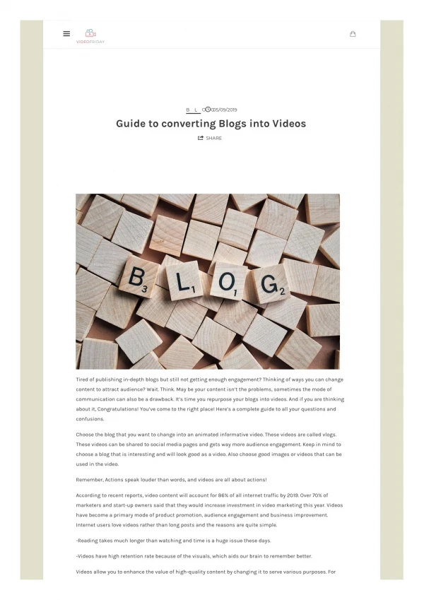 Guide to converting Blogs into Videos