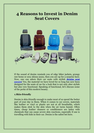 4 Reasons to Invest in Denim Seat Covers
