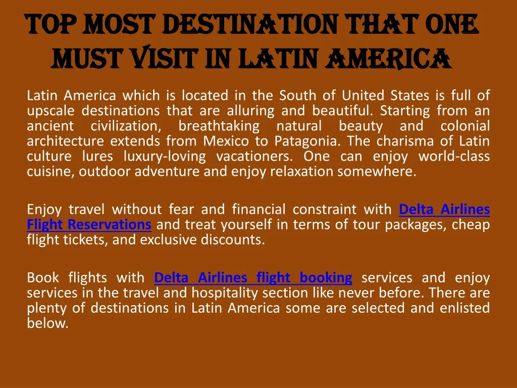 top most destination that one must visit in latin america