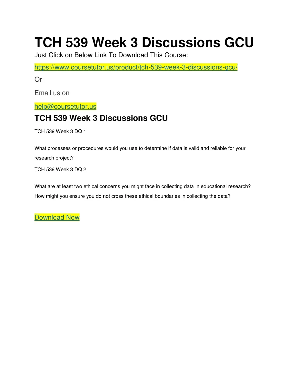 tch 539 week 3 discussions gcu just click