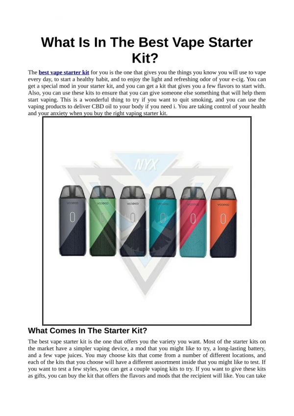 What Is In The Best Vape Starter Kit?