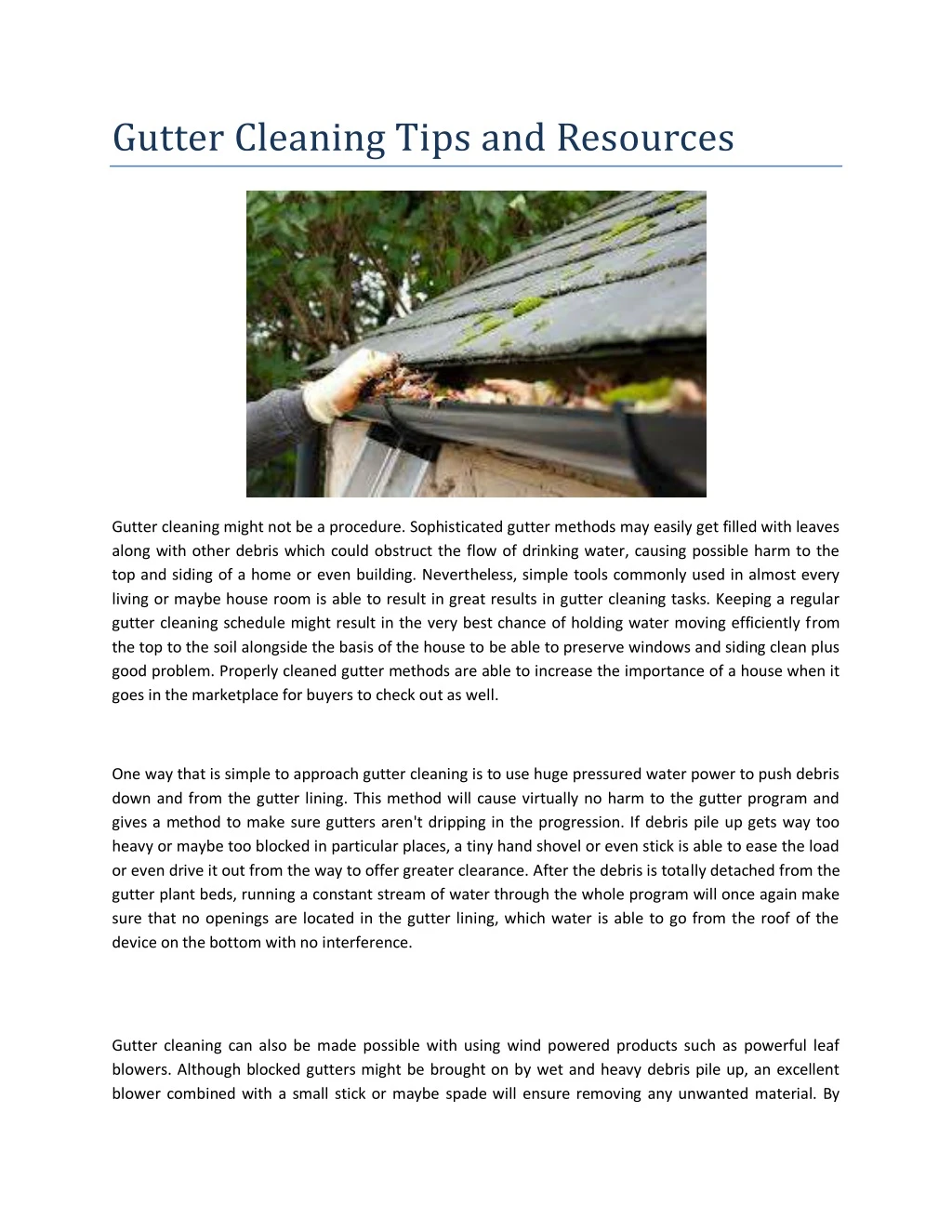 gutter cleaning tips and resources