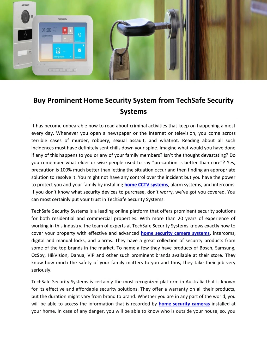 buy prominent home security system from techsafe