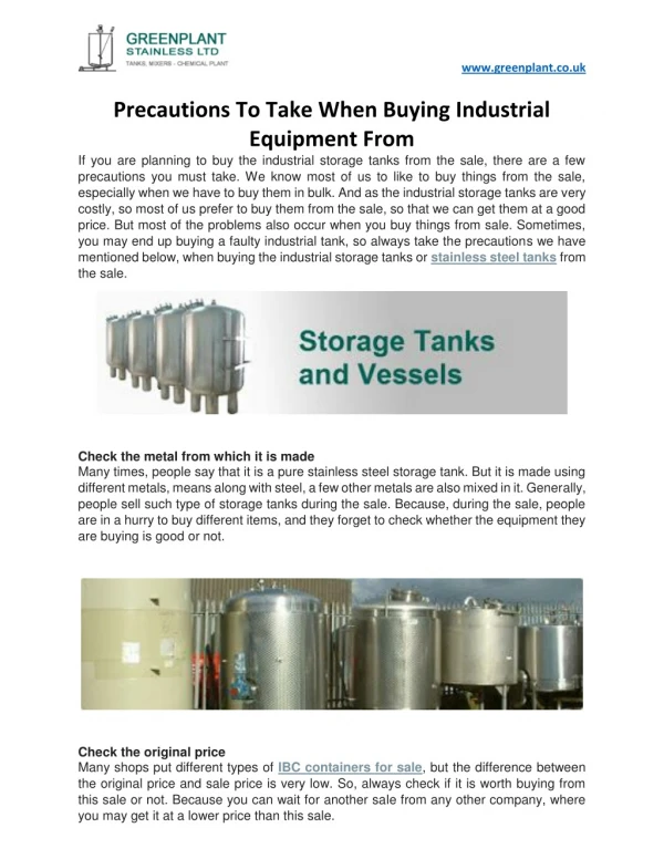 Precautions To Take When Buying Industrial Equipment From Sale