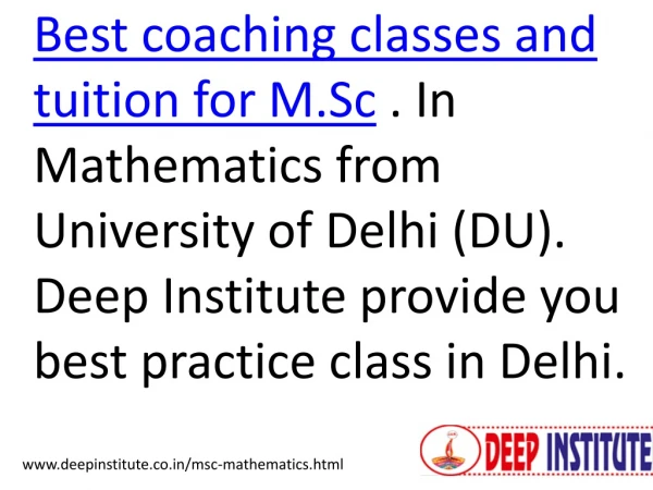 Best coaching for MSc maths entrance
