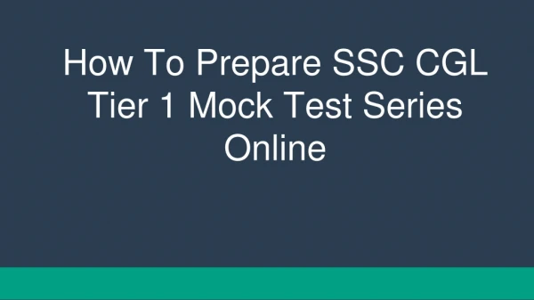 SSC CGL Mock Test 2019 Online