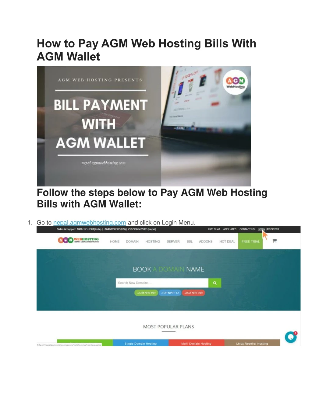 how to pay agm web hosting bills with agm wallet