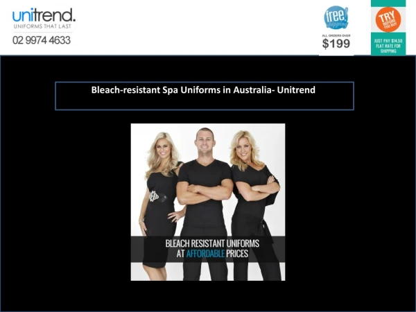 Bleach-resistant Spa Uniforms in Australia- Unitrend