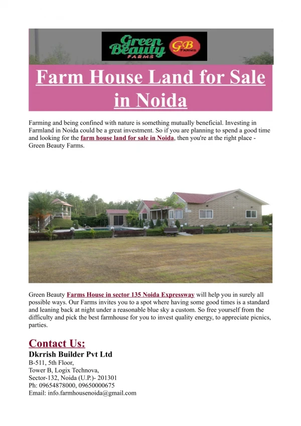 Farm House Land for sale in Noida