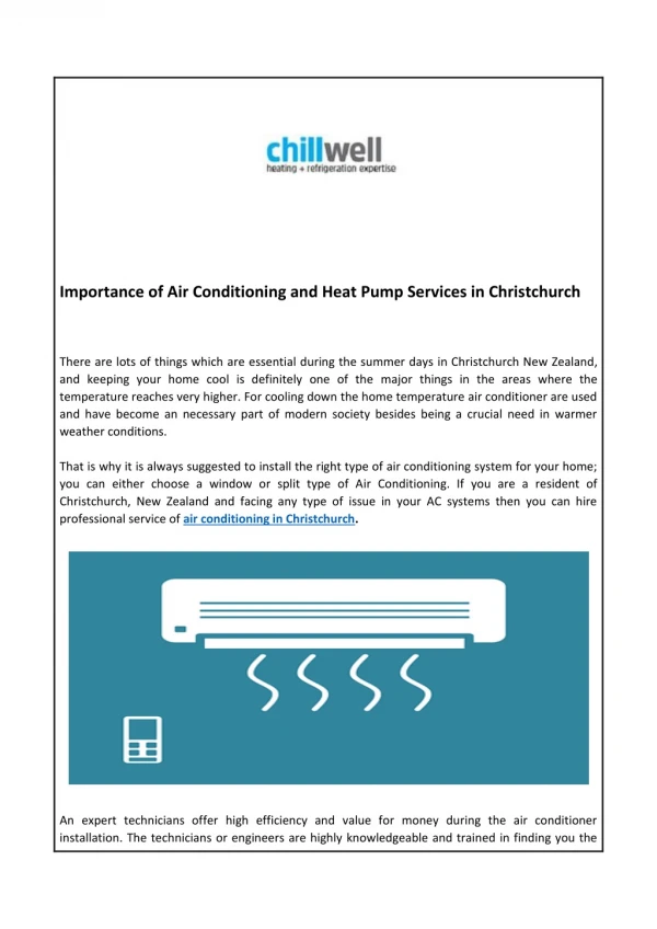 Importance of Air Conditioning and Heat Pump Services in Christchurch