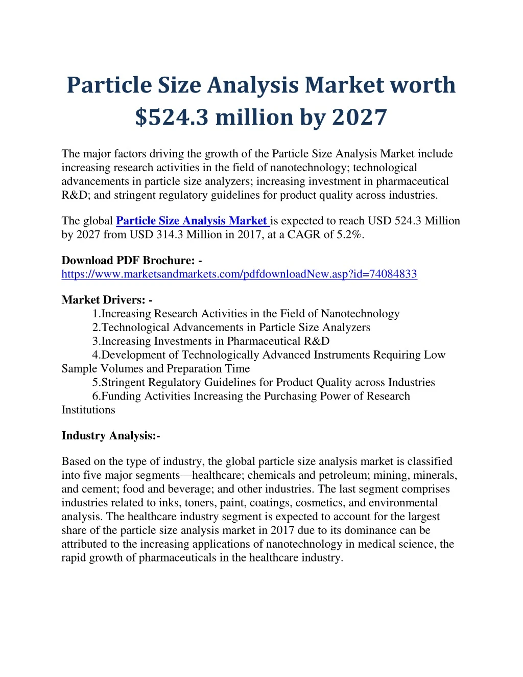 particle size analysis market worth 524 3 million