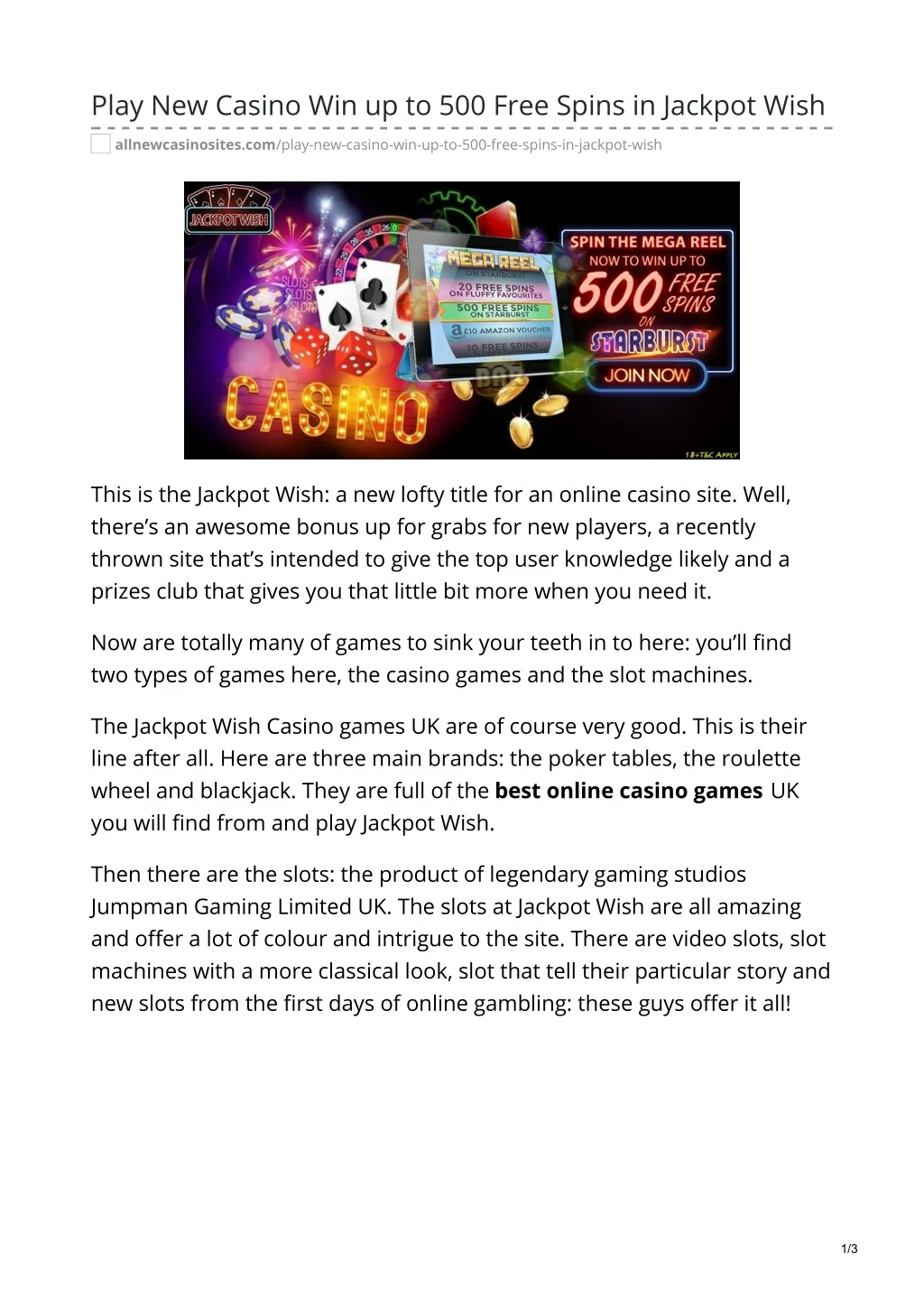 play new casino win up to 500 free spins