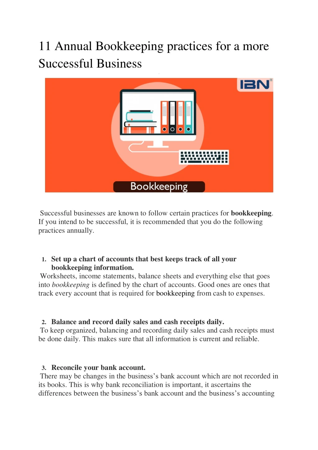 11 annual bookkeeping practices for a more