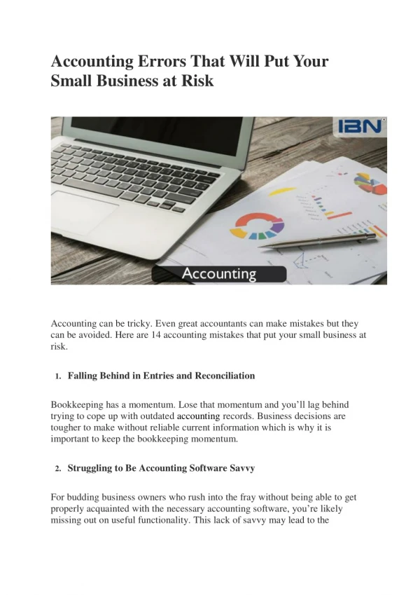 Accounting Errors That Will Put Your Small Business at Risk