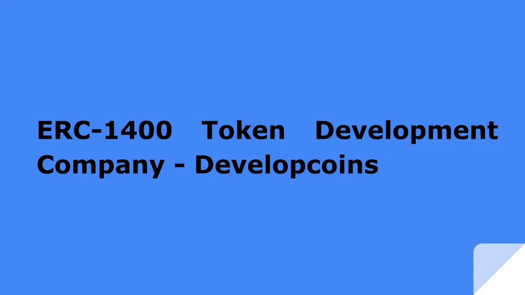 erc 1400 token development company developcoins