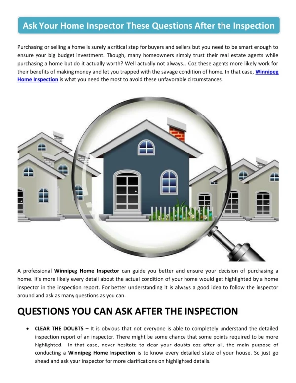 Ask Your Home Inspector These Questions After the Inspection