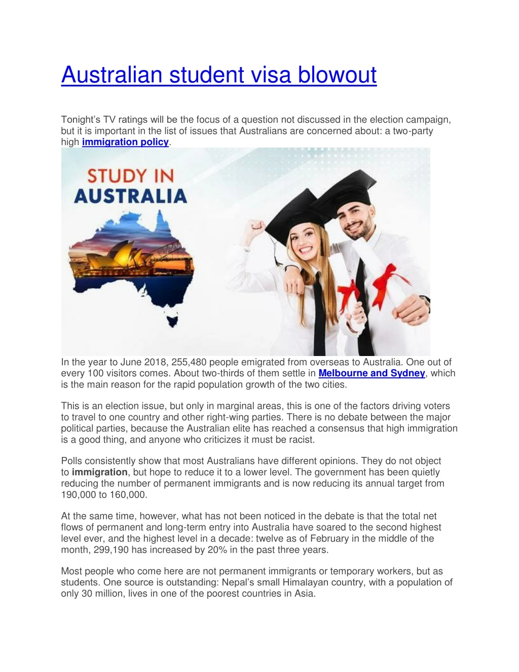 australian student visa blowout tonight