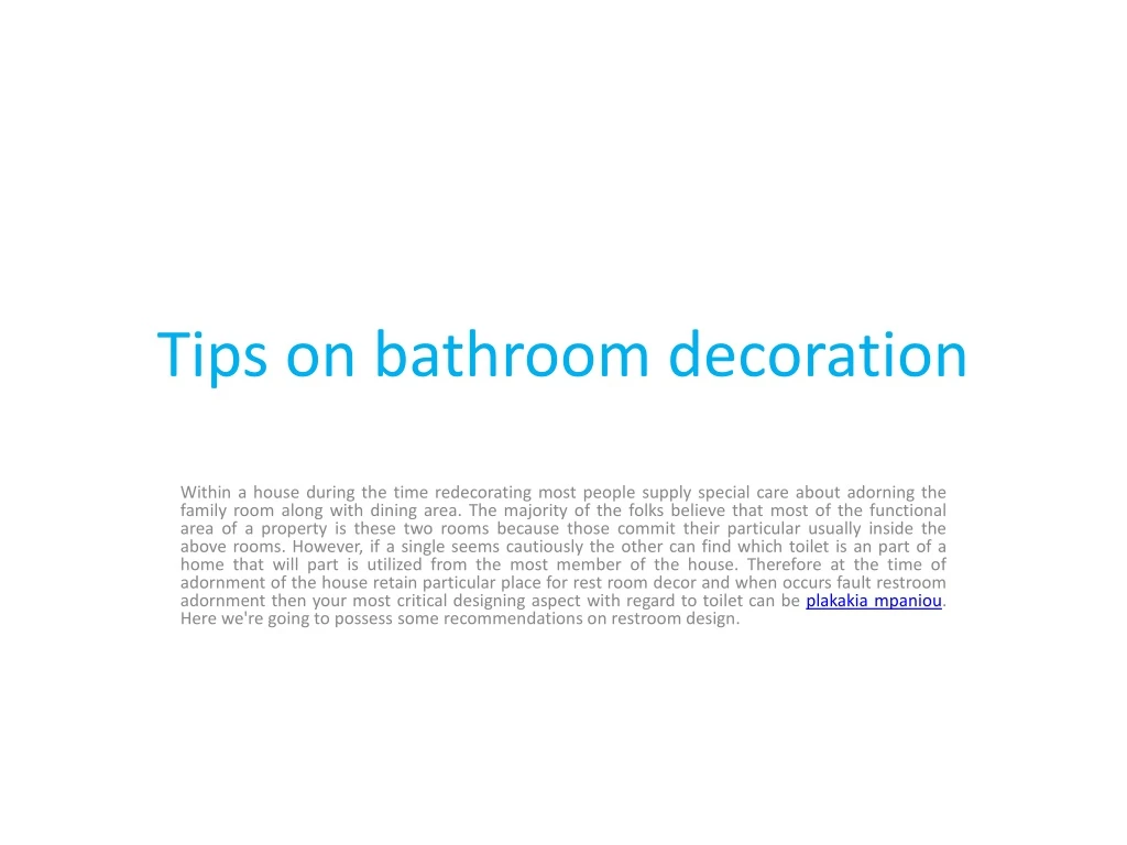 tips on bathroom decoration