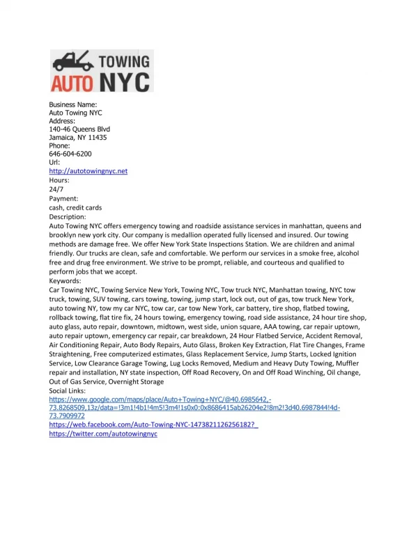 Auto Towing NYC