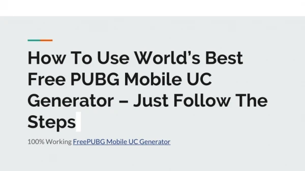 How To Use Free PUBG Mobile UC Generator To Get Unlimited PUBG UC