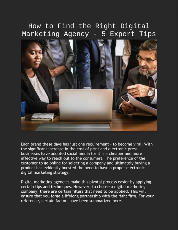 How to Find The Right Digital Marketing Agency - 5 Expert Tips