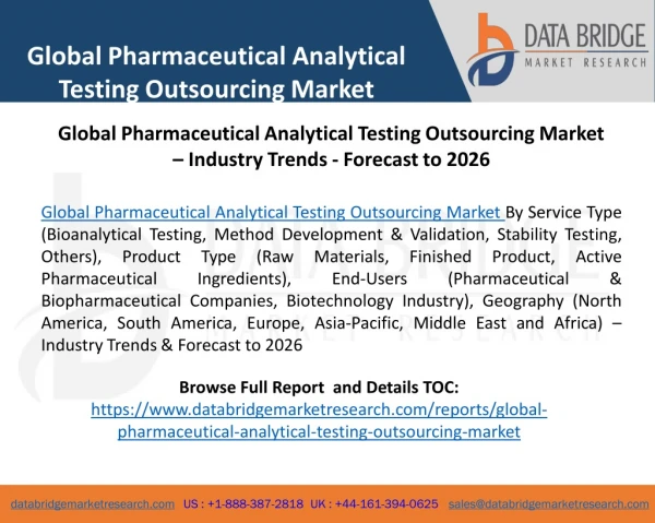 Global Pharmaceutical Analytical Testing Outsourcing Market – Industry Trends - Forecast to 2026
