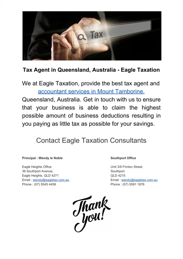 Tax Agent in Queensland, Australia - Eagle Taxation