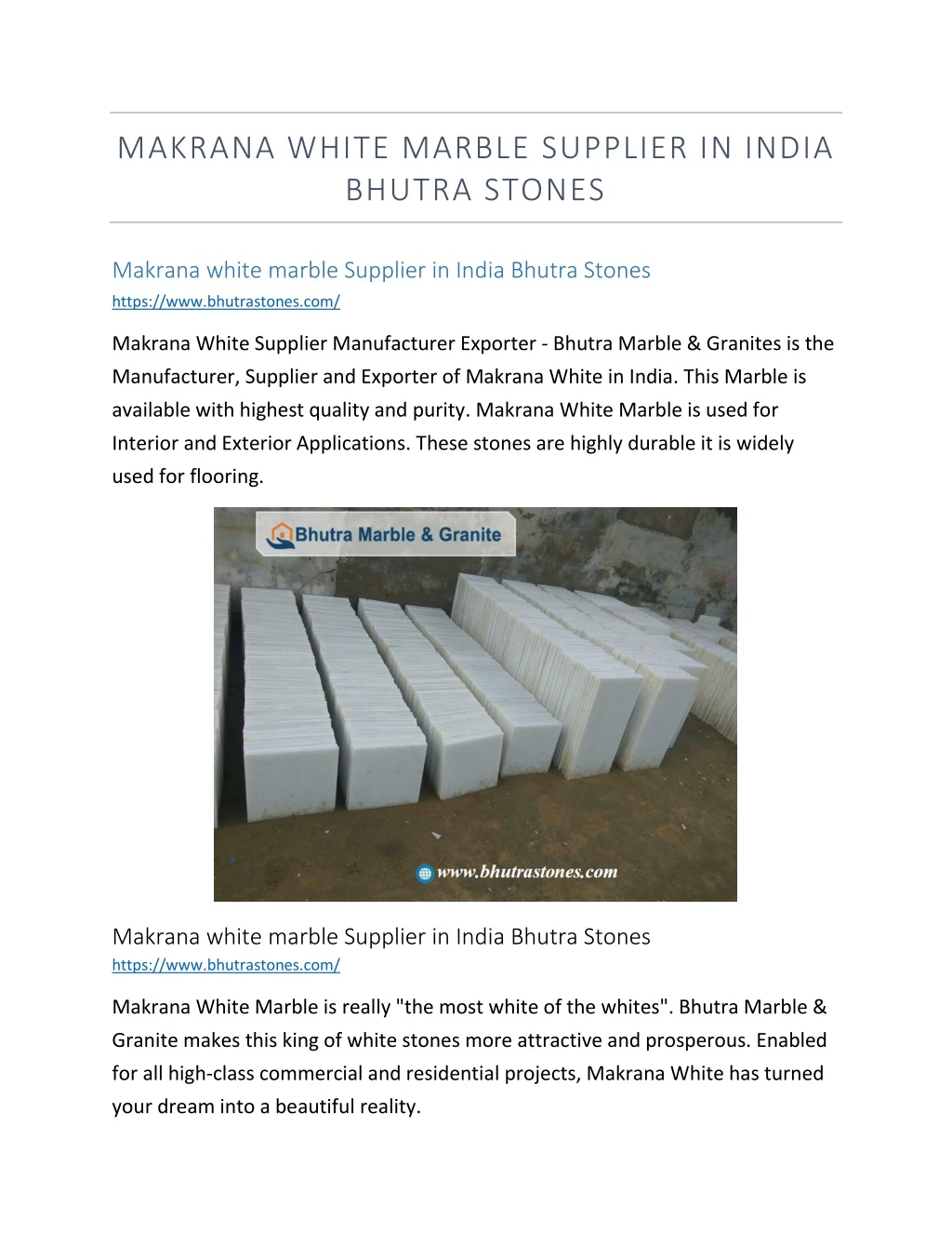 makrana white marble supplier in india bhutra