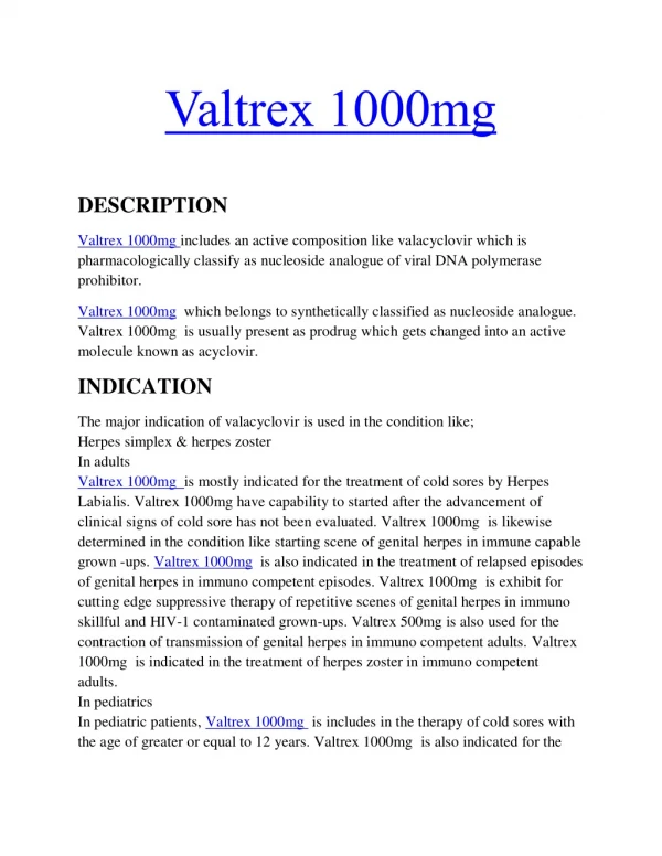 valtrex 1000mg tablet | valacyclovir | MHP