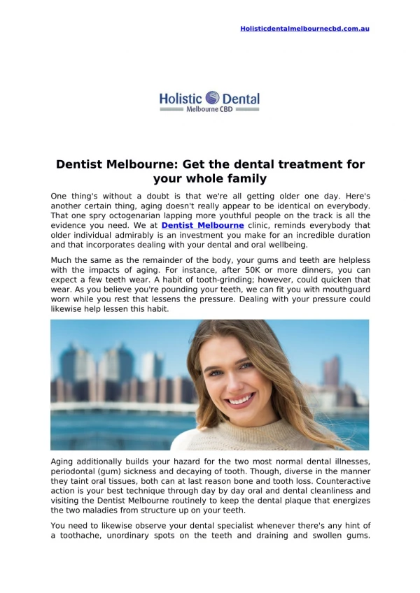 Dentist Melbourne: Get the dental treatment for your whole family