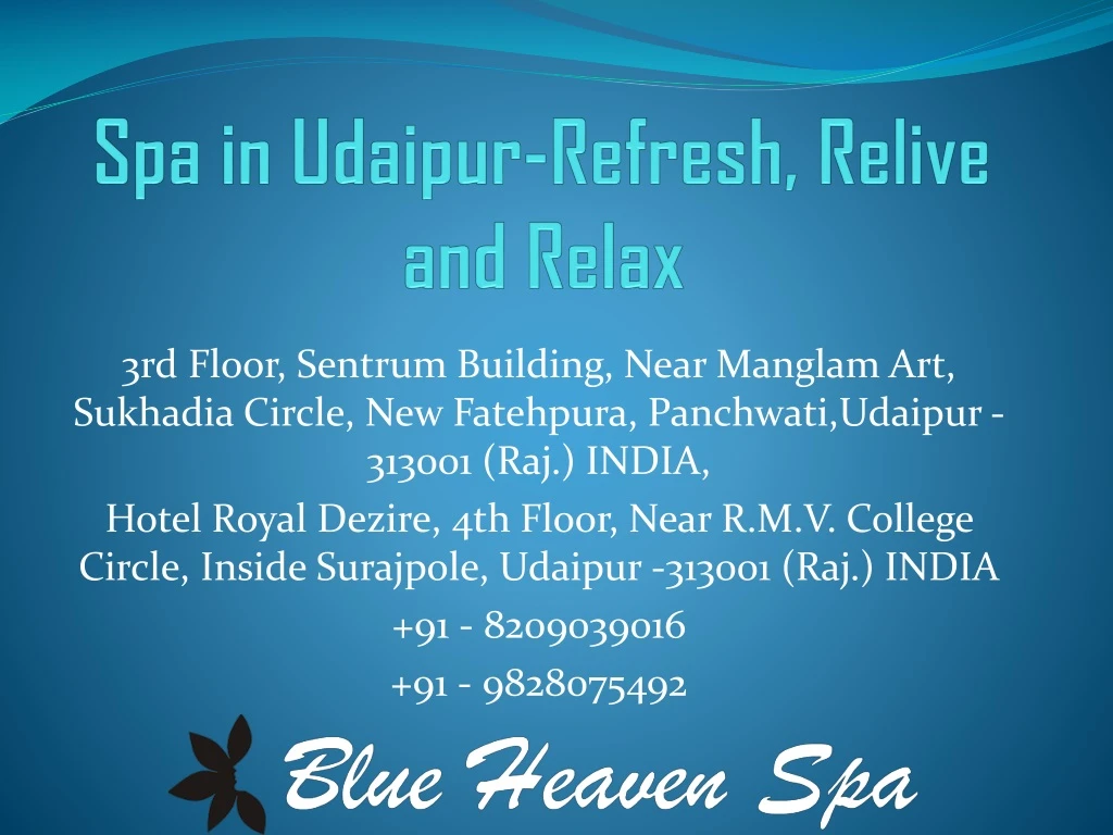 spa in udaipur refresh relive and relax