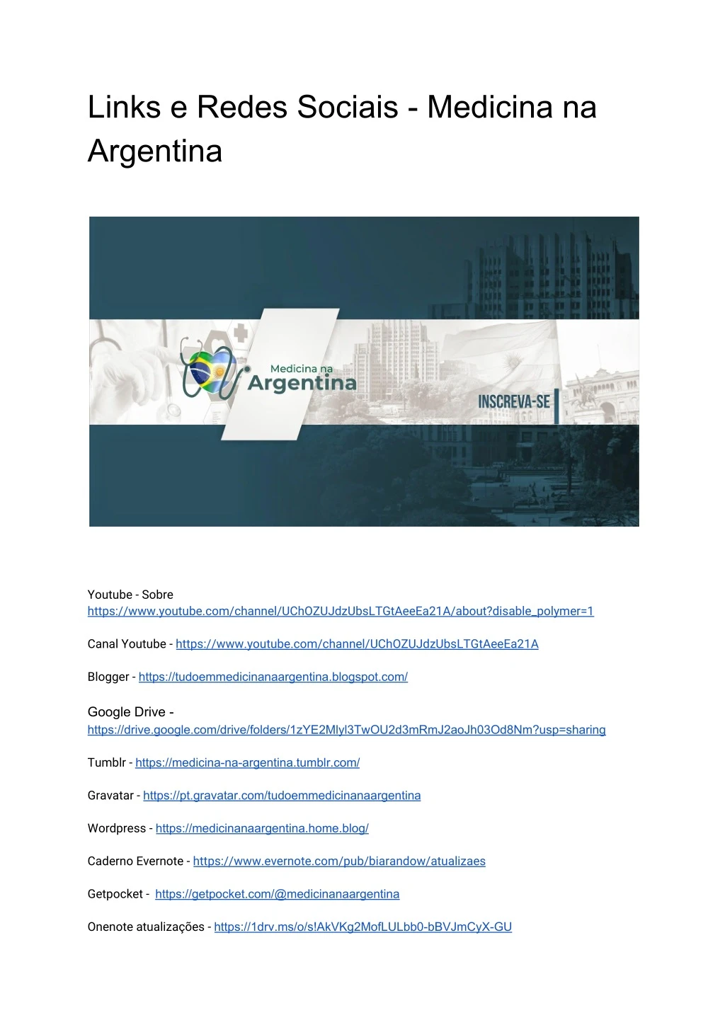 links e redes sociais medicina na argentina