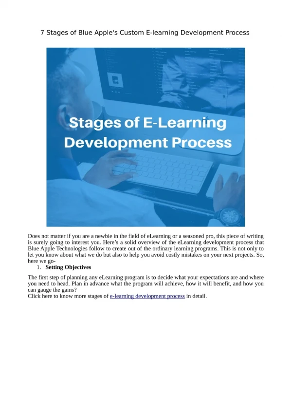 Various Stages of E-Learning Development Process